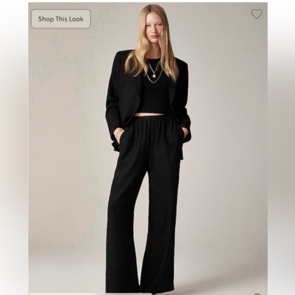 NWT- J Crew Black Stratus Pant in Textured Satin- XL Petite
